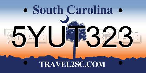 5YUT323 South Carolina License Plate