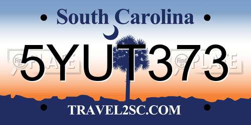 5YUT373 South Carolina License Plate