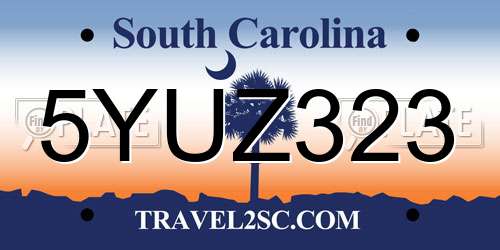 5YUZ323 South Carolina License Plate