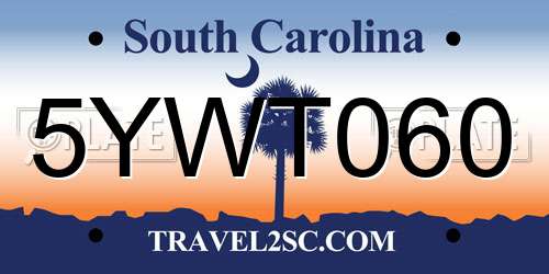 5YWT060 South Carolina License Plate