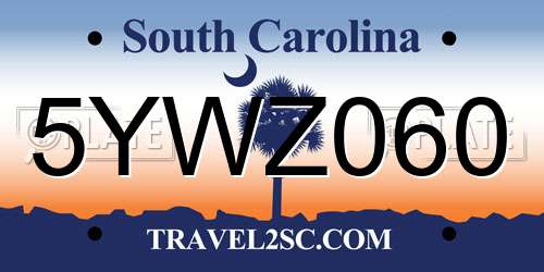 5YWZ060 South Carolina License Plate