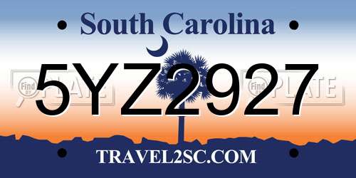 5YZ2927 South Carolina License Plate