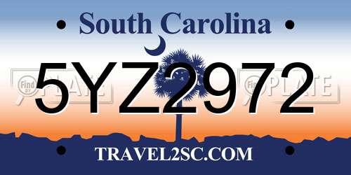 5YZ2972 South Carolina License Plate