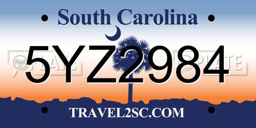 5YZ2984 South Carolina License Plate