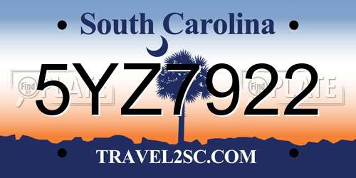 5YZ7922 South Carolina License Plate