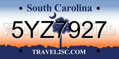 5YZ7927 South Carolina License Plate