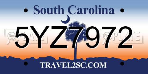 5YZ7972 South Carolina License Plate