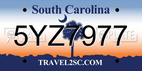 5YZ7977 South Carolina License Plate