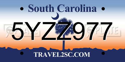 5YZZ977 South Carolina License Plate