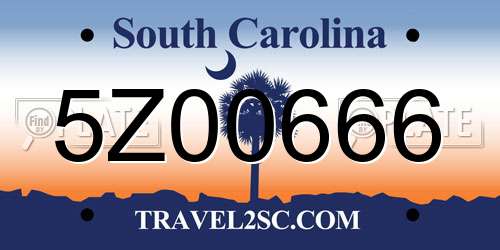 5Z00666 South Carolina License Plate