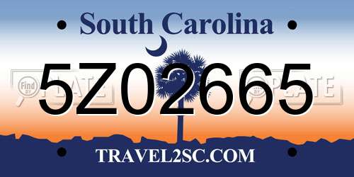 5Z02665 South Carolina License Plate