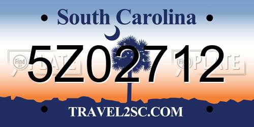5Z02712 South Carolina License Plate
