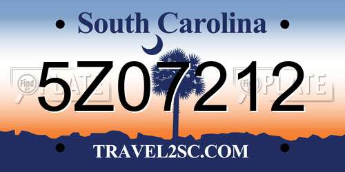 5Z07212 South Carolina License Plate