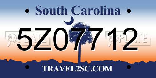 5Z07712 South Carolina License Plate