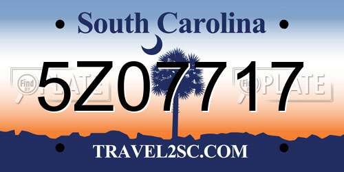 5Z07717 South Carolina License Plate