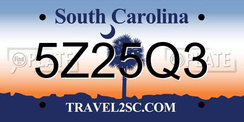 5Z25Q3 South Carolina License Plate