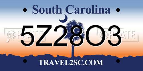 5Z28O3 South Carolina License Plate