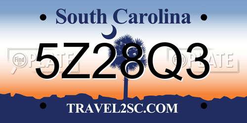 5Z28Q3 South Carolina License Plate