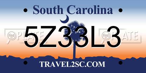 5Z33L3 South Carolina License Plate