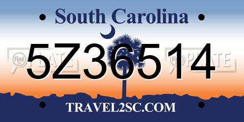5Z36514 South Carolina License Plate