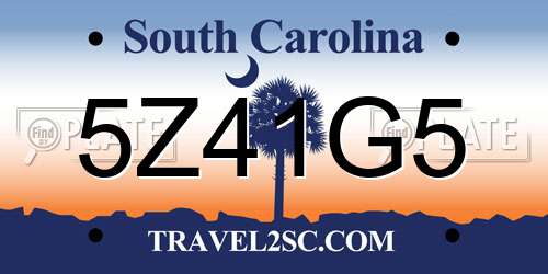 5Z41G5 South Carolina License Plate