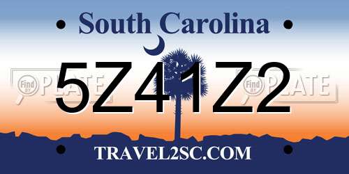5Z41Z2 South Carolina License Plate