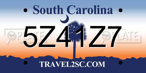 5Z41Z7 South Carolina License Plate