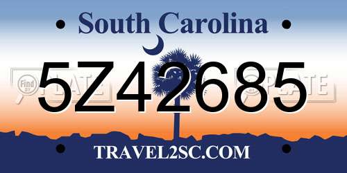 5Z42685 South Carolina License Plate