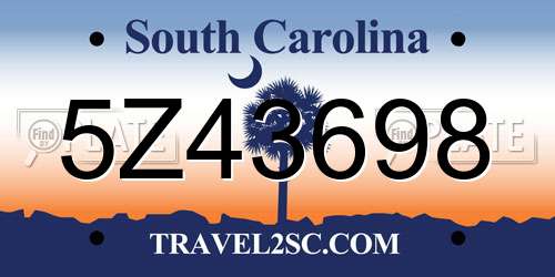 5Z43698 South Carolina License Plate
