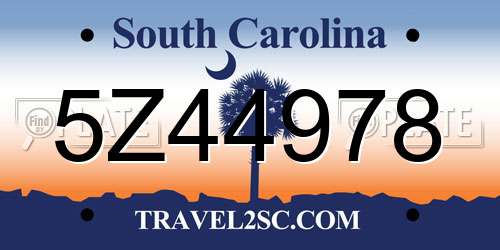 5Z44978 South Carolina License Plate