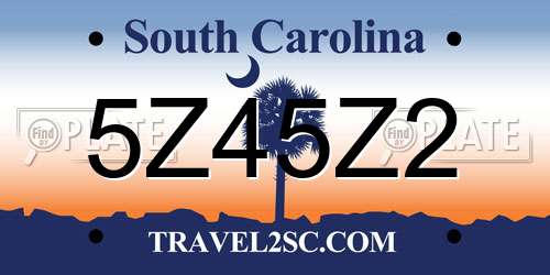5Z45Z2 South Carolina License Plate
