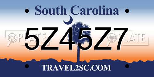 5Z45Z7 South Carolina License Plate