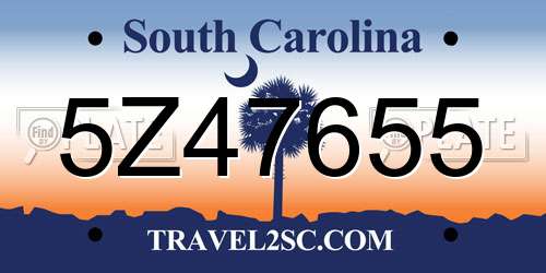 5Z47655 South Carolina License Plate