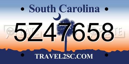5Z47658 South Carolina License Plate