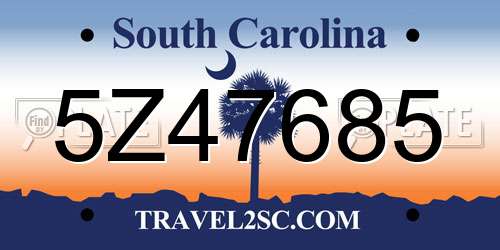 5Z47685 South Carolina License Plate