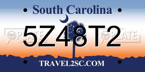 5Z48T2 South Carolina License Plate