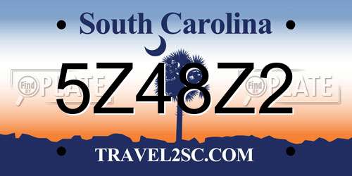 5Z48Z2 South Carolina License Plate