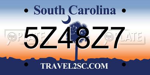 5Z48Z7 South Carolina License Plate