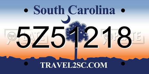5Z51218 South Carolina License Plate