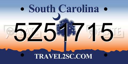 5Z51715 South Carolina License Plate