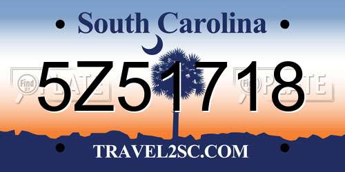 5Z51718 South Carolina License Plate