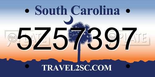5Z57397 South Carolina License Plate