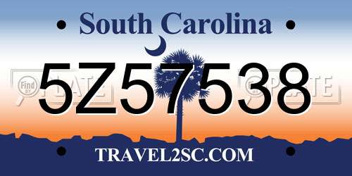 5Z57538 South Carolina License Plate