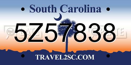 5Z57838 South Carolina License Plate