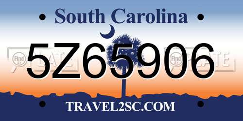 5Z65906 South Carolina License Plate