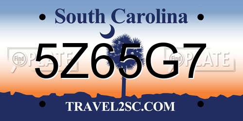5Z65G7 South Carolina License Plate