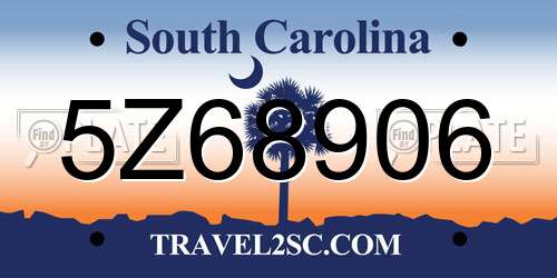 5Z68906 South Carolina License Plate
