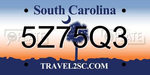 5Z75Q3 South Carolina License Plate