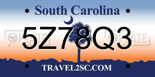 5Z78Q3 South Carolina License Plate