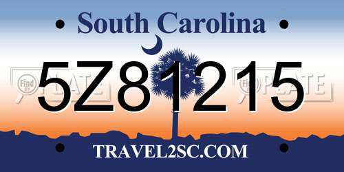 5Z81215 South Carolina License Plate